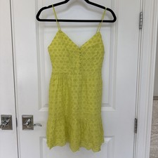 Alice + Olivia Minidress Women's Size 2 Yellow Fae Eyelet Sleeveless Lemon Sorbe