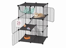 Cat Cage 3-Tier DIY Catio Cat Enclosures 24" x 16" x 36" Cat Playpen Indoor 
