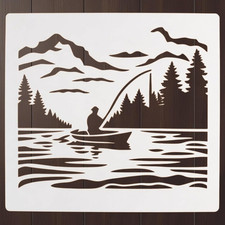 Fishing Landscape Stencil Nautical Ocean Lake Travel Adventure Design Template