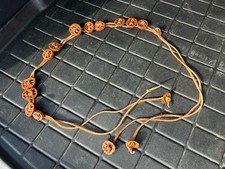 Vintage Leather Walnut Shell Tie Belt 51  Hippie Boho Woodstock