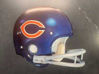 Vtg 1970s Chicago Bears NFL RIDDELL Football Helmet CARDBOARD Sign Plaque