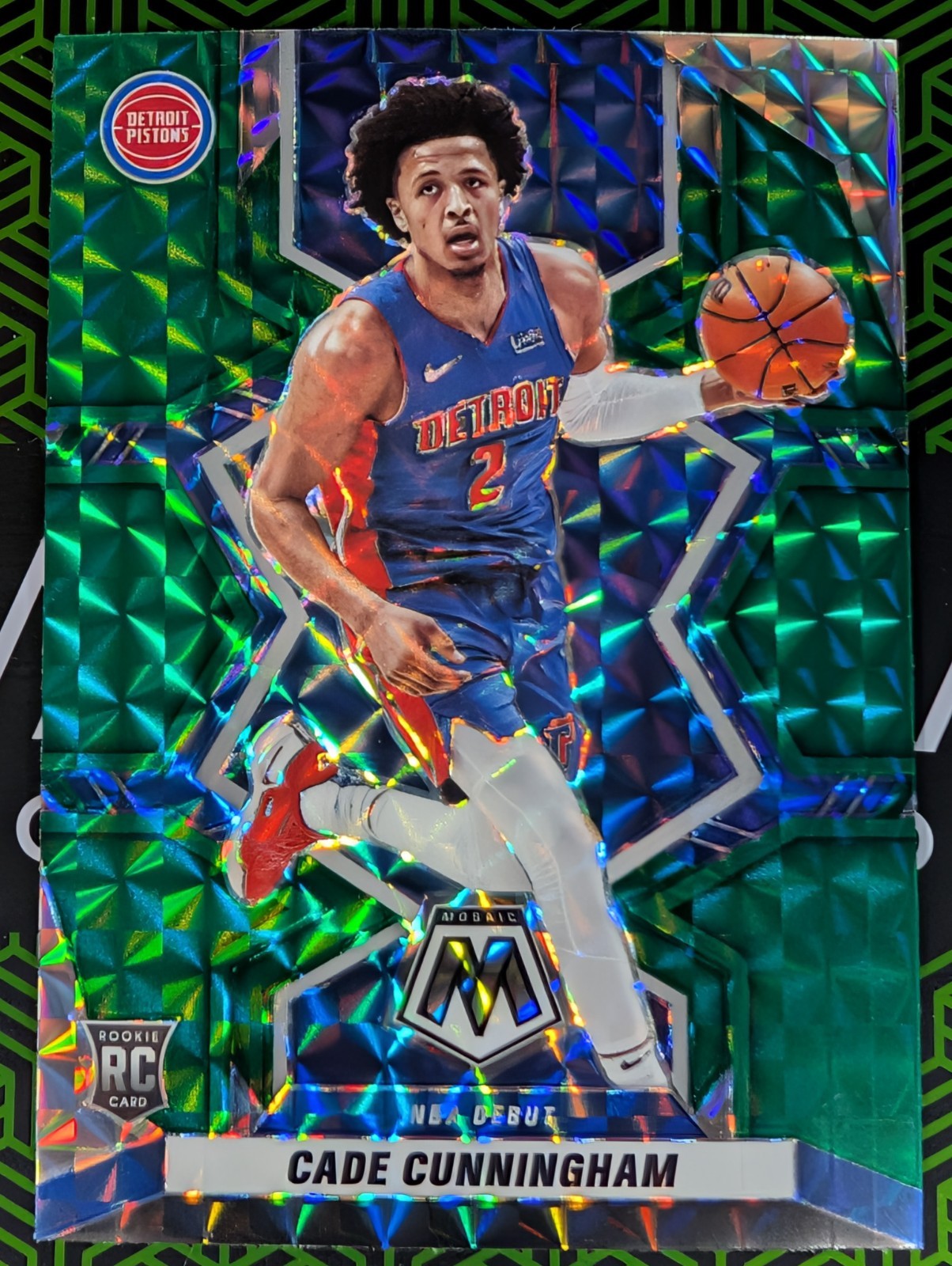 Cade Cunningham RC 2021-22 Panini Mosaic Rookie #261 Green Mosaic Prizm Pistons