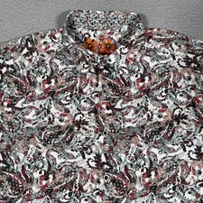 Robert Graham Shirt Mens Medium Floral Paisley Flip Cuff Button Up Cotton Blend