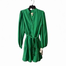 Adrianna Papell Green Flounce Dress Women’s Size 12 NWT Lace Trim Long Sleeve