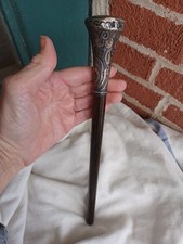 ANTIQUE VICTORIAN STERLING FLORAL REPOUSSE PARASOL UMBRELLA HANDLE TROY KANS