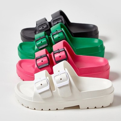 Fashion Double Buckle Slippers Summer Platform Garden Beach Shoes Casual Non-sli