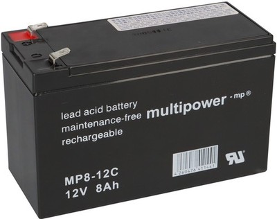 Multipower Blei-Akku MP8-12C Pb 12V 8Ah Zyklenfest Faston 6,3 12Volt 7Ah 7,2Ah