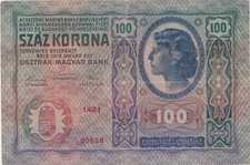 AUSTRIA HUNGARY 100 KORONA KRONEN 1912 USED