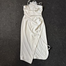 Elliatt Janelle Midi Dress Womens L, White Floral Applique Wrap Bodycon Slit