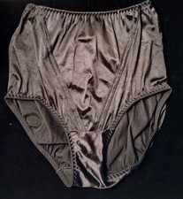 Vintage Maidenform Fine Toning Black Satin Second Skin Hi-Cut Panties S EUC