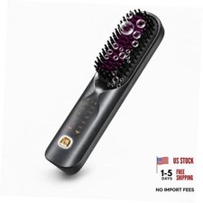 Cordless Hair Straightener Brush for Travel, Upgraded Mini Matte Black