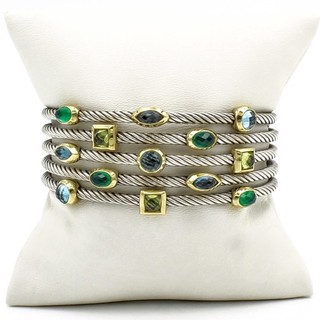 David Yurman 18K Sterling Chrysopras Peridot Konfetti Kabel Twist Manschette #S5968 4