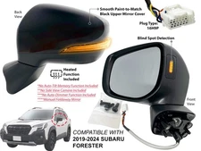 Mirror Fits SUBARU FORESTER 2019-2024 Signal Blind Spot Detection Driver Side