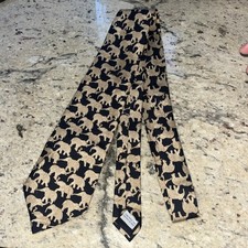 VINTAGE JIM THOMPSON BLUE GOLD 100% SILK TIE ASIAN ELEPHANT THAILAND