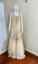 Vintage Sue Wong Nocturne Silk Chiffon Wedding Gown Size 14 Beaded Sheer Gatsby