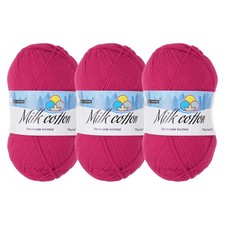 Cotton Yarn 3 Skeins Rose Red 65 Cotton 35 Acrylic Soft Knitting Crochet 3.53oz