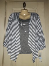 Alfred Dunner Woman Faux Twin Set w/ Detachable Necklace Size PXL NEW WITH TAGS
