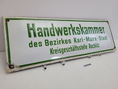 Schild ''Handwerkskammer Bezirk Karl-Marx-Stadt Rochlitz'' Emaille Deko #265998