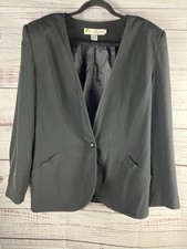 Ms. Chaus Blazer Women  s 14 Black Padded Shoulder One Button