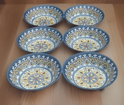 Member's Mark  Melamine Olympus Medallion Bowls 7.25'' Diameter Blue Set of 6 EUC