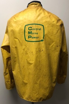 CMP CENTRAL MAINE POWER CO VINTAGE YELLOW KLIKON A-140 RAIN COAT JACKET SZ L