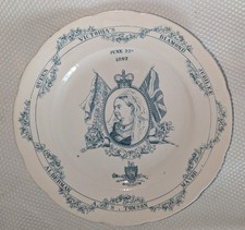 ANTIQUE IMPERIAL PORCELAIN QUEEN VICTORIA DIAMOND JUBILEE PLATE 1897 W ADAMS