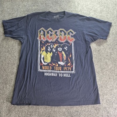 AC/DC World Tour 1979 Highway to Hell T Shirt Adult Size XL Navy Blue 2024
