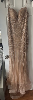 Ladivine by Cinderella Divine Gold/Pink Mermaid Prom Ball Formal Dress Gown Sz 8