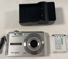 Olympus Camedia FE 320 Silver Digital Camera Tested Working Charger Included