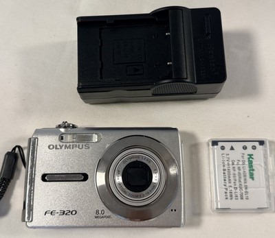 Olympus Camedia FE 320 Silver Digital Camera Tested Working Charger Included