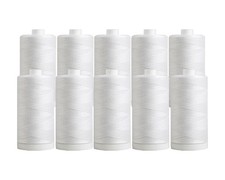 100 Cotton Thread Sets - 1200 Yard Spools Set of 10 - White 