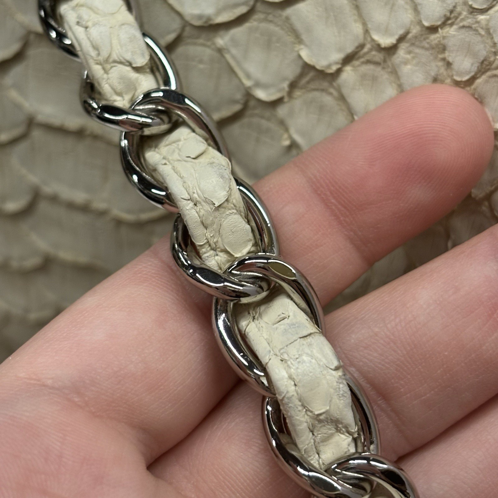 Authentic Chanel  Python Leather Crossbody Bag- I… - image 3