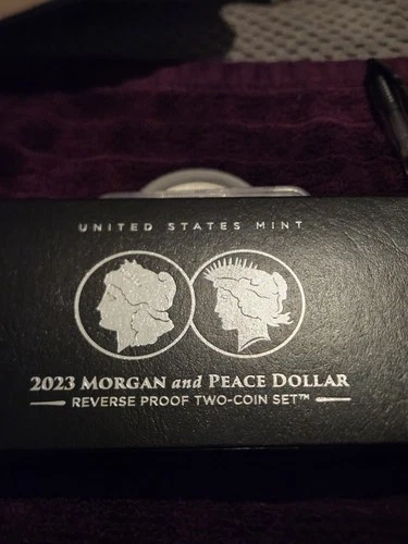 2023-S Reverse Proof $1 Morgan and Peace Silver Dollar 2pc Set Box.  (2 left)