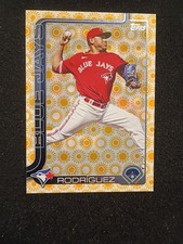 2025 Topps Series 2 Yariel Rodriguez #694 Holiday Sun Parallel Blue Jays