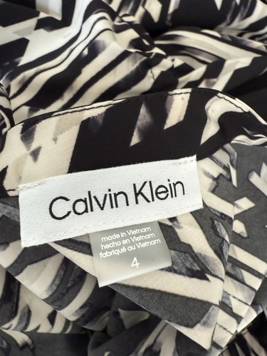 Calvin Klein Maxi Dress S 4 V Neck Cap Long Black Drawstring Tiered Easy $134 - Picture 3 of 13