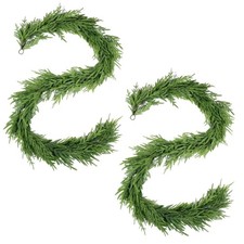 2 PCS 9FT Real Touch Norfolk Pine Christmas Garland, Winter Greenery Garland