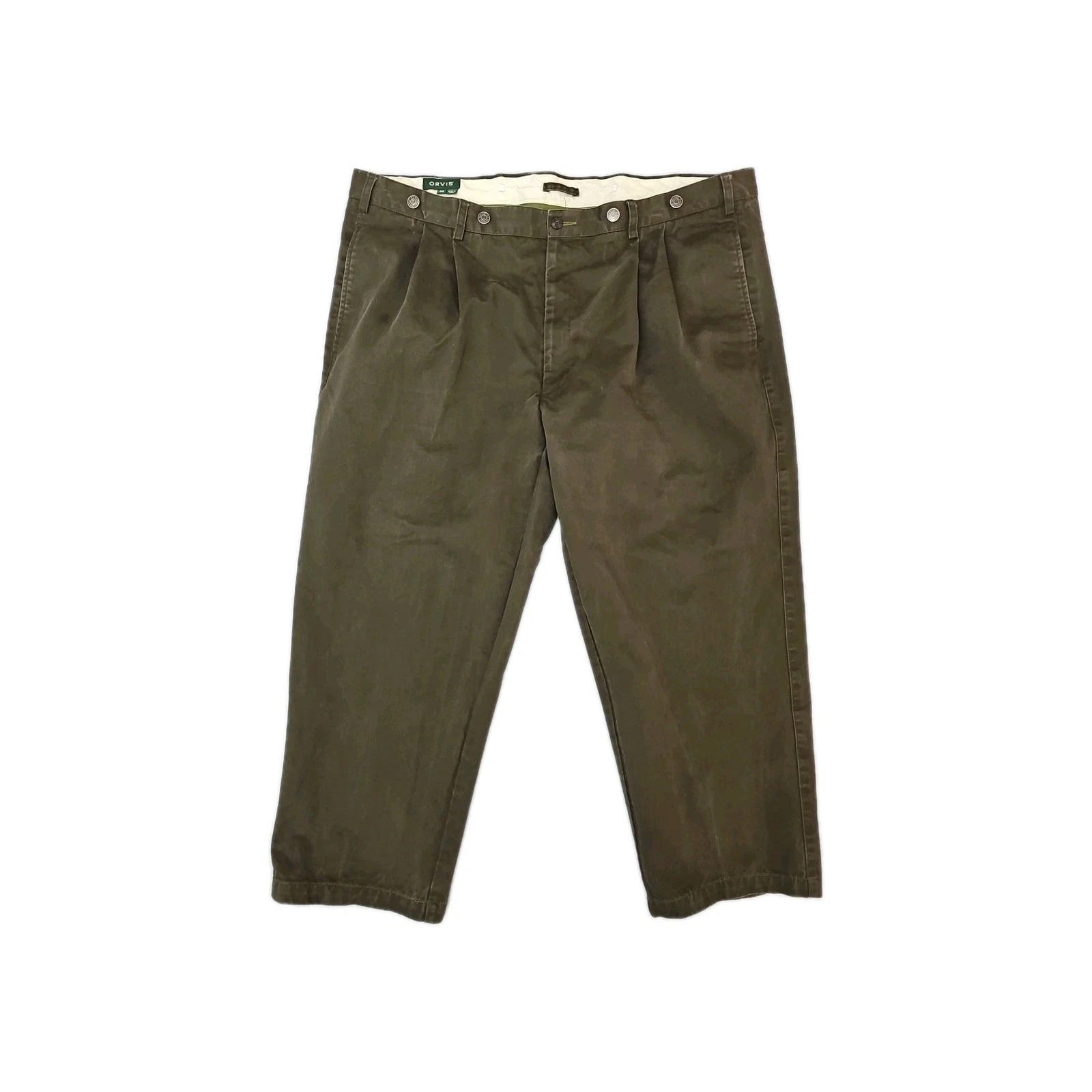 VINTAGE Orvis Pants Outdoors Cargo Pockets Fishing Cotton Men's 44 Olive Green