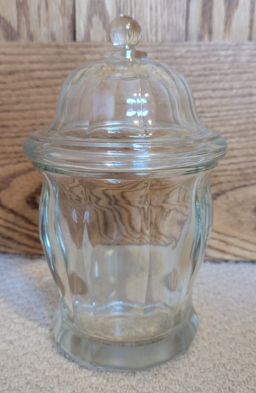 CRYSTAL GLASS JAR With a Lid  10" Tall X 6" Diameter VERY HEAVY
