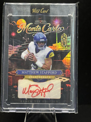 Wild Card Monte Carlo 2026 Matthew Stafford Auto Black Tie True 1/1 Auto