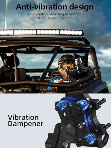 Anti-Vibration UTV Phone Mount Heavy Duty, Full Protection SXS Phone Holder - Picture 3 of 7