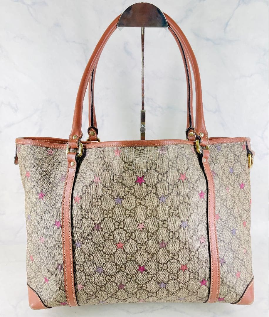 Gucci Vintage GG Supreme Star Tote Bag PVC Leather Rare Authentic thumbnail 2