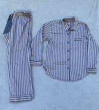 Vintage Victoria's Secret Pajama Set Striped Pink Gray Sleepwear Medium