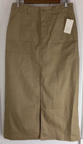 A New Day Khaki Skirt (Womens Size M/8/30”-Waist) Long, Stretch, Outdoor Theme