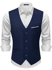Men's Suit Vests Casual Formal Dress Vest Business Slim Fit X-Large Navy