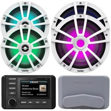 Kicker Marine AM/FM Receiver, 2x 6.5" 225W Max Speaker, 2x 10" RGB LED Subwoofer