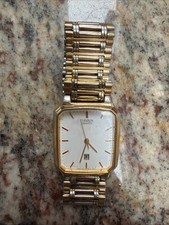 UNTESTED CITIZEN WATCH Quartz Japan Movement Gold Band Square Face Men’s 
