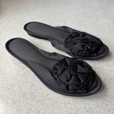 Vintage Sears House Shoes Slippers Black Matching Scuffs Size 6.5-7.5 70s