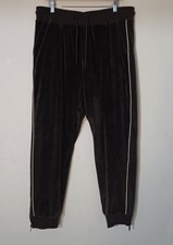 *Alfani Mens Dark Brown Velour Pants Piping Z...