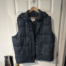 Old Navy Boys XL Blue Hooded Quilted Puffer Vest Snap Front Pockets