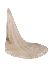 Cathedral Length Lace Floral Wedding Bridal Veil with Comb for Bride Off-white